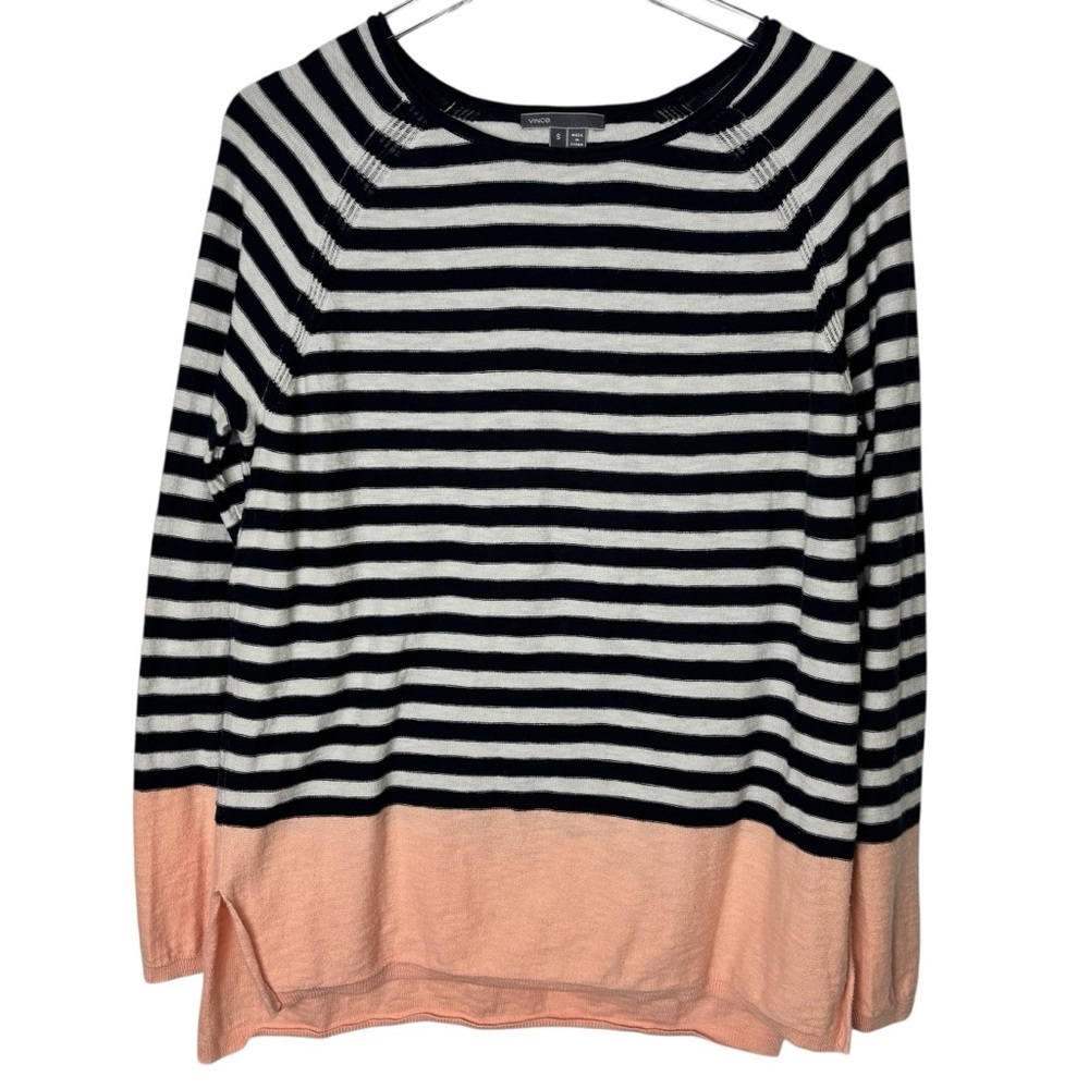 Vince Striped Color-Block Knit Sweater Size Small